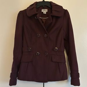 Celebrity Pink XS Pea Coat | Deep Plum Color
